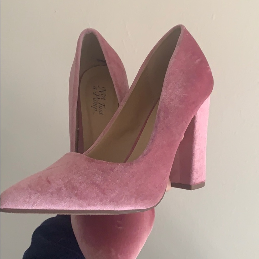 Pink Velvet Chunky Heel